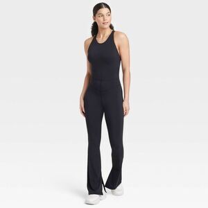 JoyLab -  Women's High Neck Flare Active Bodysuits Yo Black